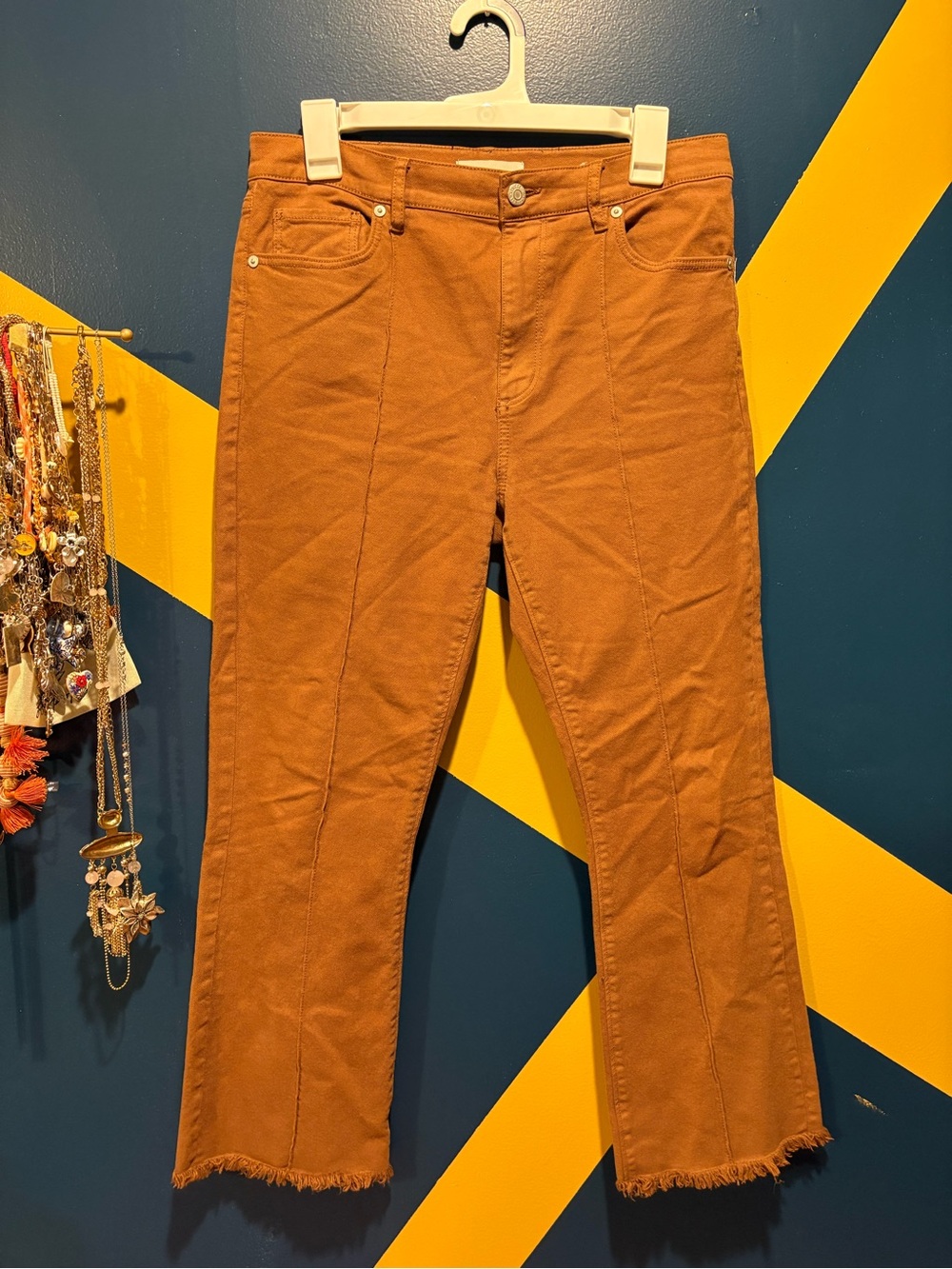 Loft Rust Brown High Rise Flare Crop Jeans EUC